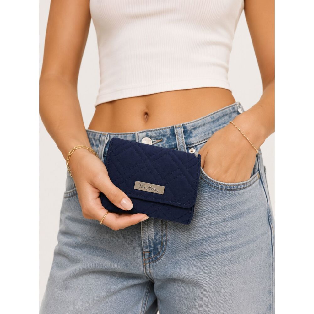 NWT Vera Bradley Petite Trifold Wallet Classic Navy Quilted RFID Coin Purse